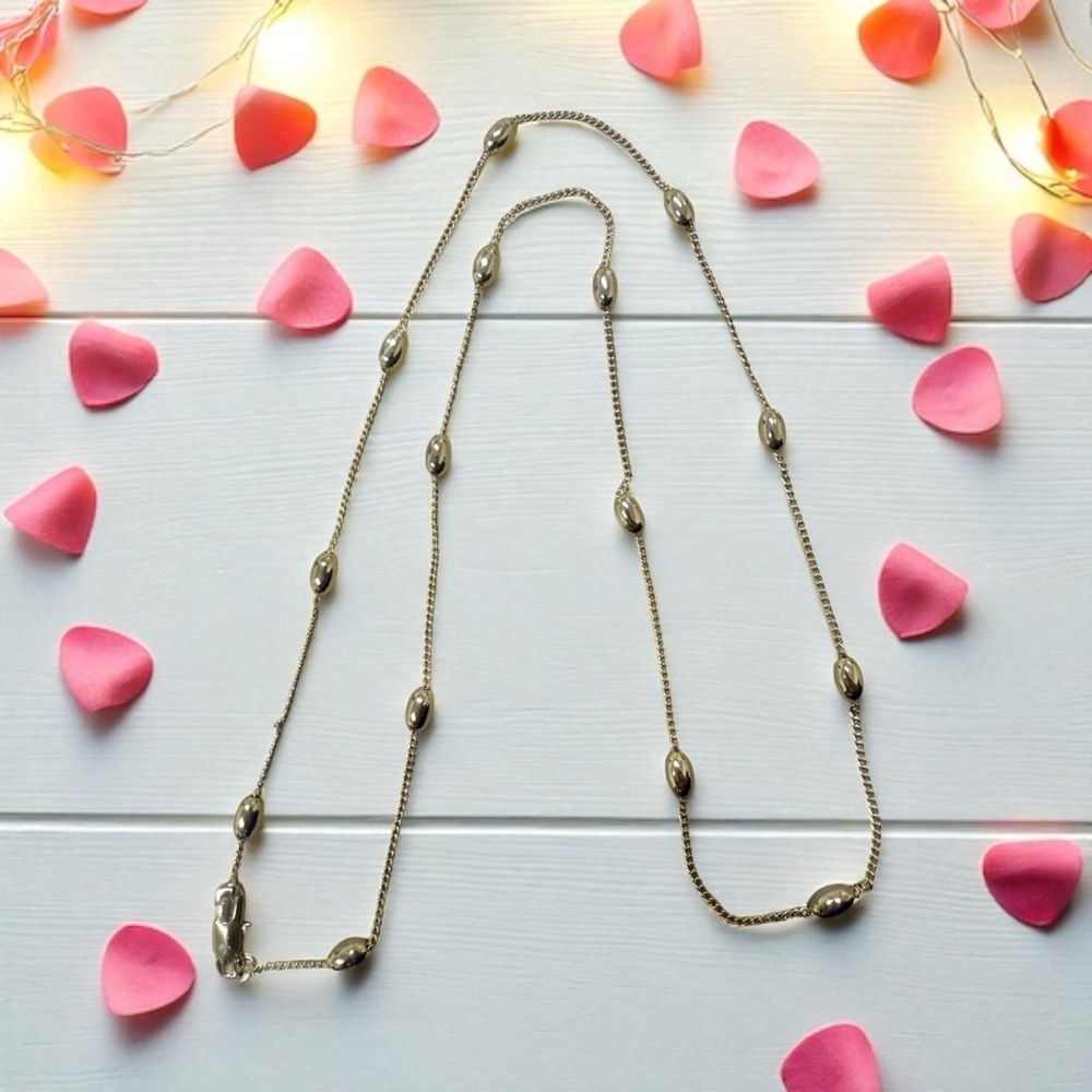 Oval Beaded 14k Gold Electroplated 22 inch Necklace